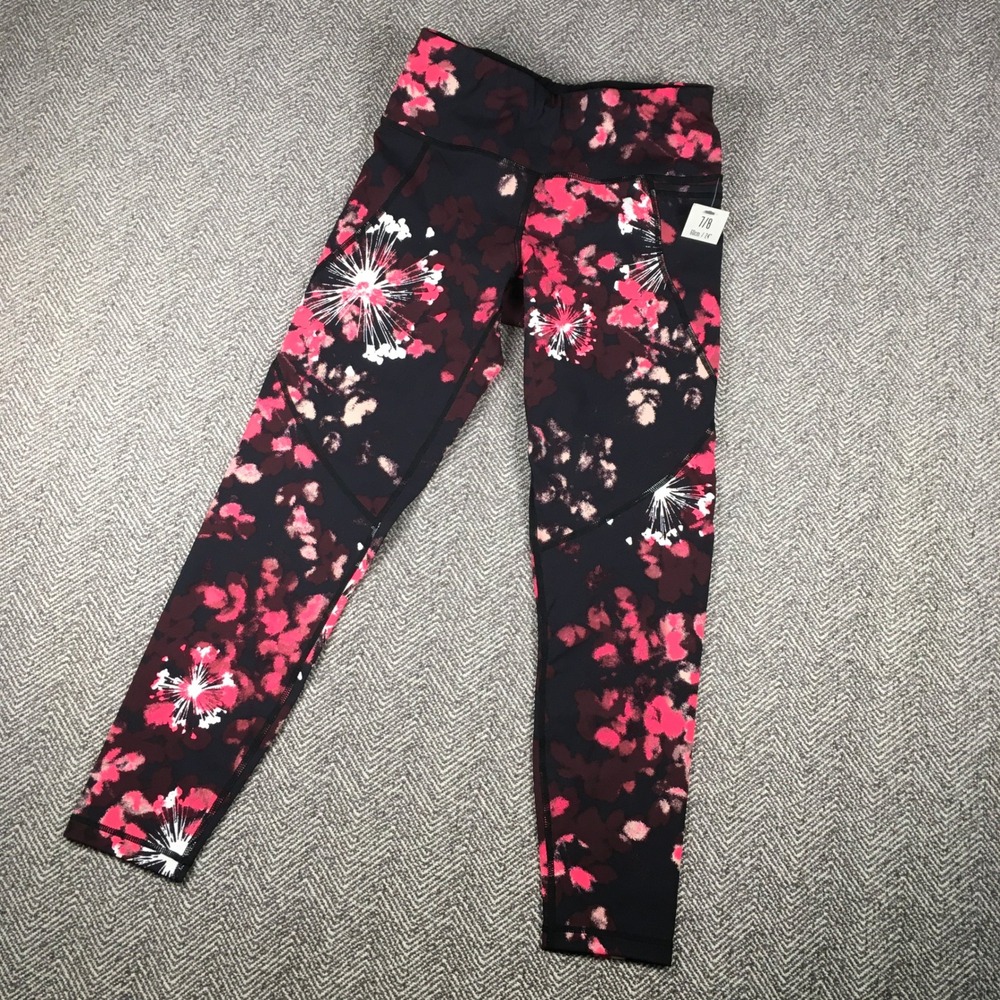 Sweaty Betty The Power 7/8 Leggings XS Pink Floral Dandelion Pocket SB5400AN